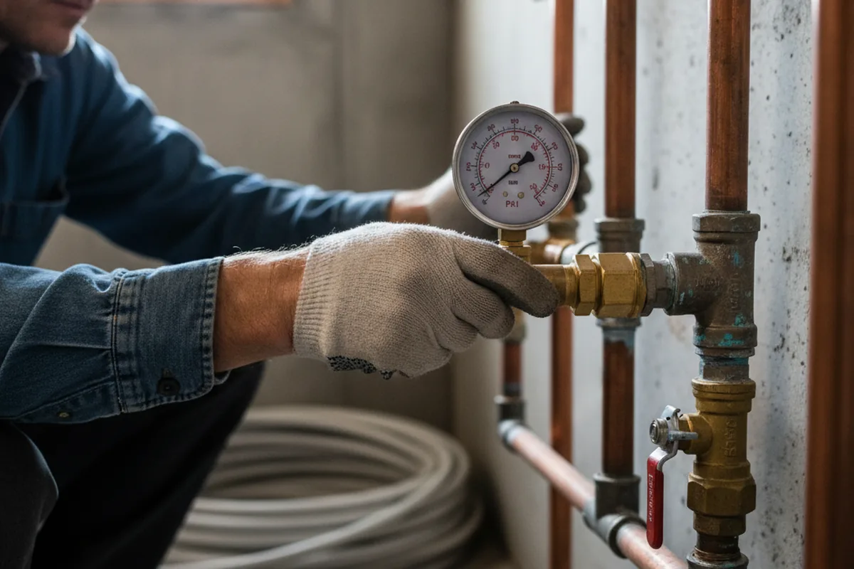 Pressure testing a repaired line during Water Line Repair in Ahwahnee